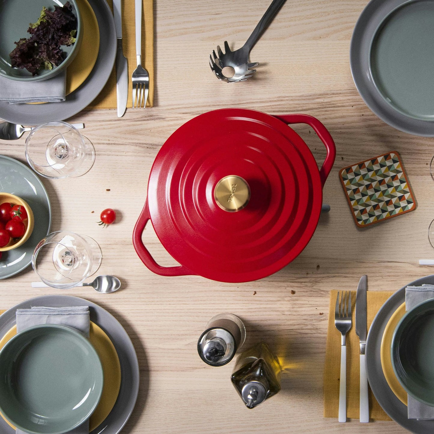Tefal Air Oval Topf Rot, 3,1 L/20 Cm