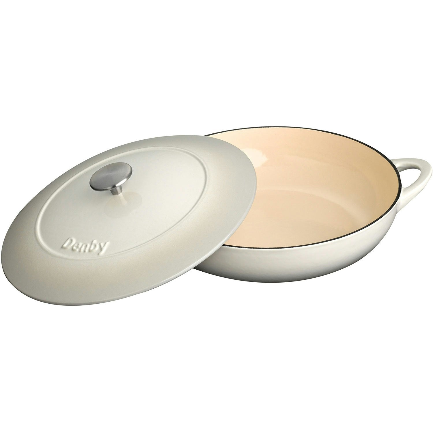 Denby Natural Canvas Gusseisentopf Flach Ø30 Cm, Weiß