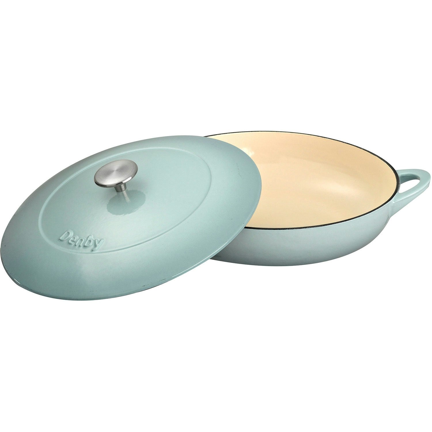 Denby Pavilion Gusseisentopf Flach Ø30 Cm, Hellblau