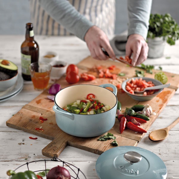 Denby Pavilion Gusseisentopf Rund Ø24 Cm, Hellblau