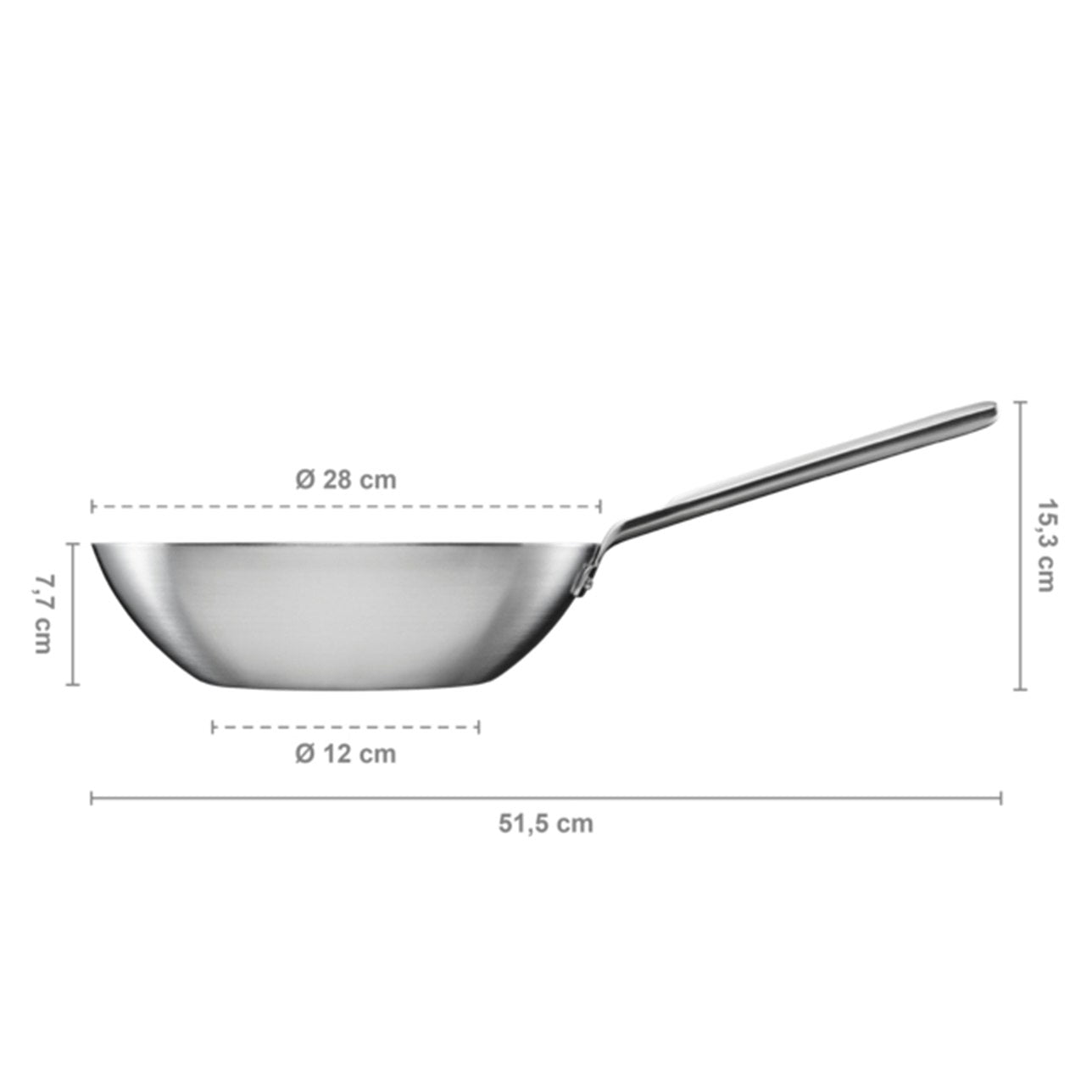 Fiskars Norden Wok Pan Uncoated Stainless Steel, 28 Cm