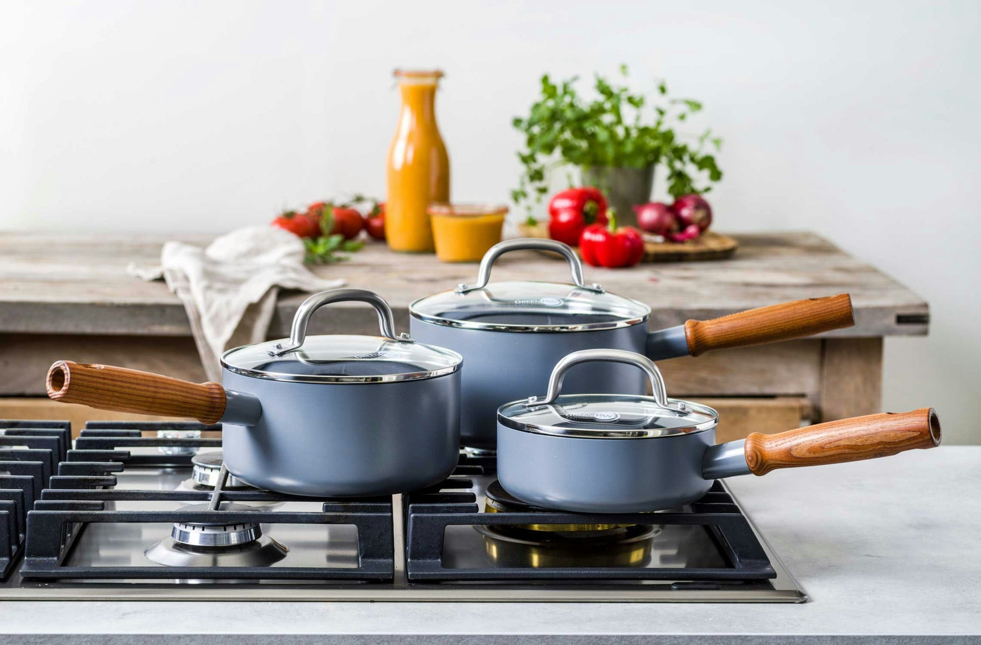 Greenpan Mayflower Kasserolle Mit Deckel 3-er Set Dark Charcoal