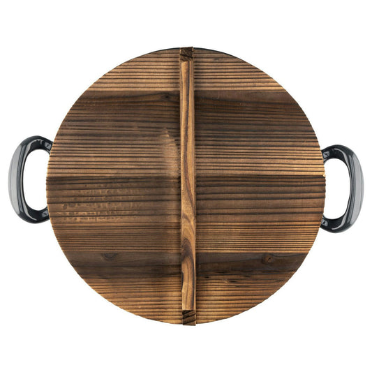Heirol Big Ear Bratpfanne Gusseisen Mit Holzdeckel 30 Cm / 4 L