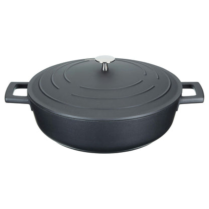 Kitchen Craft MasterClass Niedrige Kasserolle 4 L, Schwarz