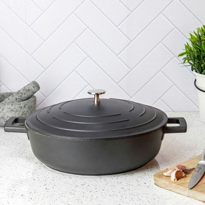 Kitchen Craft MasterClass Niedrige Kasserolle 4 L, Schwarz