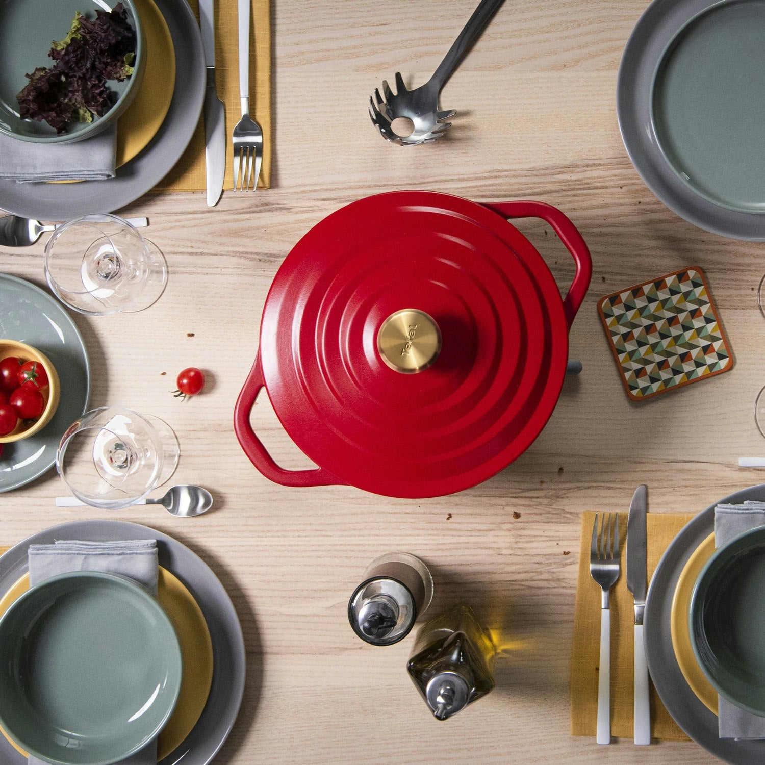 Tefal Air Oval Topf Rot, 3,1 L/20 Cm